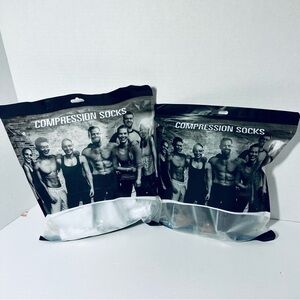 Compression Socks Charmking 2 Sets Of 5 - Black W Brown  & White - Size L/XL New